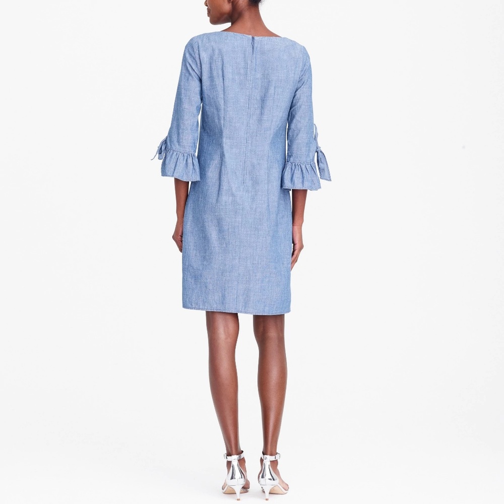 J.Crew Chambray Ruffle tie-sleeve Dress - Picture 2 of 4